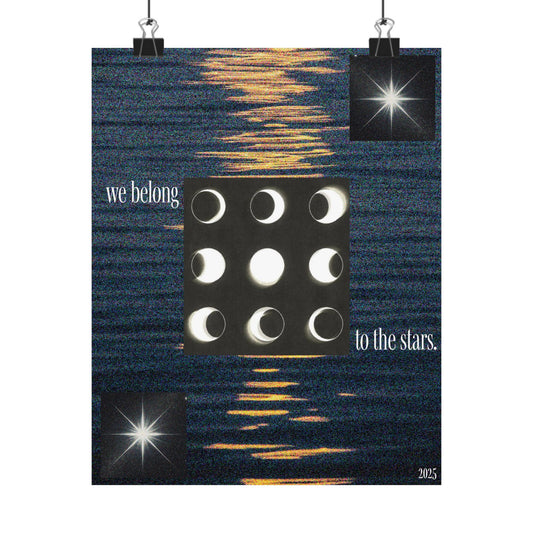 Celestial Matte Poster, Aesthetic Wall Art, Space Decor, Inspirational Quotes, Moon Phases Art