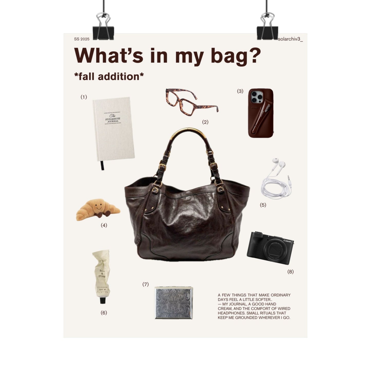 "What's in my bag?" fall must-haves poster