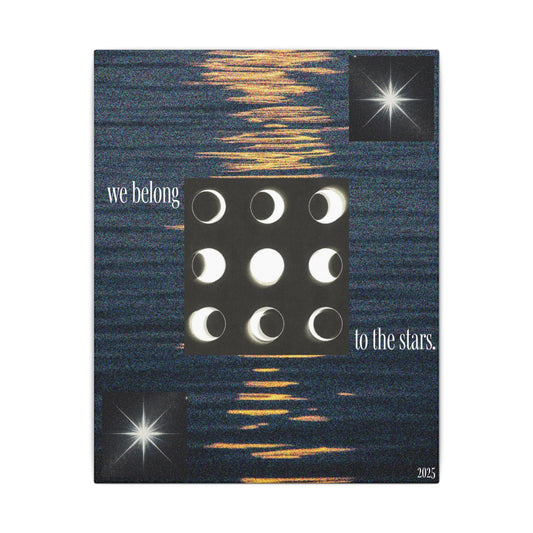 Celestial Wall Art, Starry Night Canvas, Moon Phase Decor, Astral Home Decor, Gift for Astrologers, Cosmic Art Piece